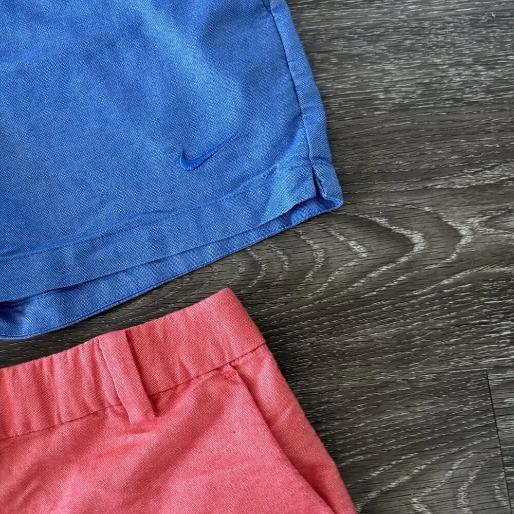 Bundle Of 2‎ Nike Golf Shorts Girl Size M Adjustable Waist Blue Orange Preppy